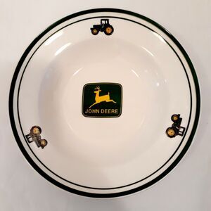 John Deere Tractor Bowl Rimmed Soup Cereal Salad Pasta Bowl 9" Gibson Green Whte